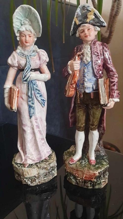 Antieke. Duitse Porseleinen Beelden., Antiek en Kunst, Curiosa en Brocante, Verzenden