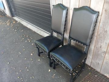 stoelen 2 stuks lange rug ZWART beschikbaar voor biedingen