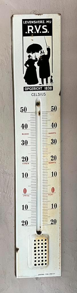 Emaille reklamebord thermometer RVS, Enlèvement, Utilisé, Panneau publicitaire