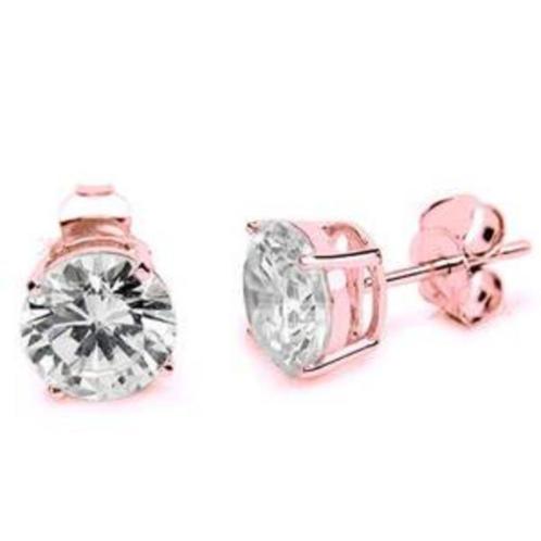 Zilveren rosé goud vergulde oorstekers met zirkonia, Handtassen en Accessoires, Oorbellen, Nieuw, Knopjes of Stekers, Zilver, Met edelsteen