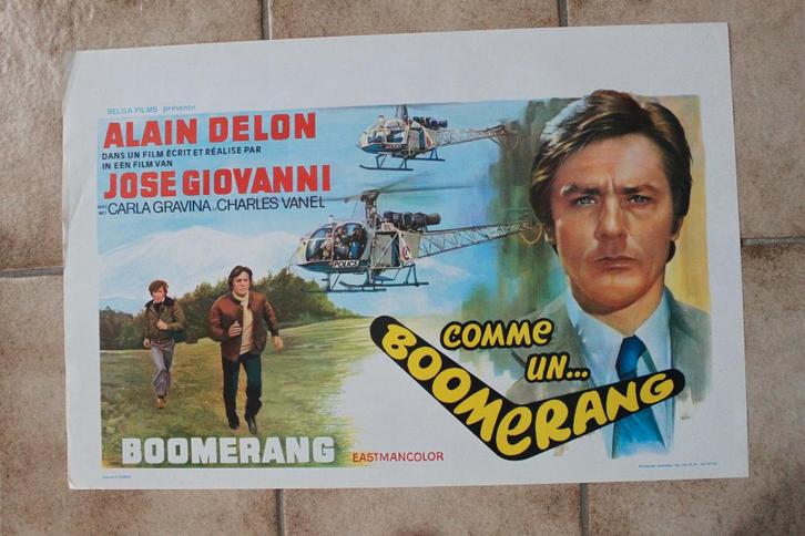 filmaffiche Alain Delon Comme un boomerang 1976 filmposter, Verzamelen, Posters, Zo goed als nieuw, Film en Tv, A1 t/m A3, Rechthoekig Liggend