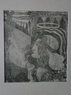 Symbolistische litho Etienne M. Th. Bosch Heilige met halo, Antiek en Kunst, Kunst | Litho's en Zeefdrukken, Ophalen of Verzenden