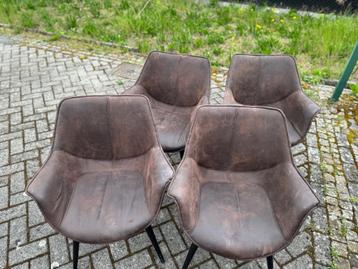 4 bruine eetkamerstoelen, Huis en Inrichting, Stoelen, Gebruikt, Bruin, Vier, Ophalen