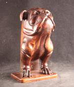 Antieke houten buldog borstelhouder, Antiek en Kunst, Ophalen of Verzenden