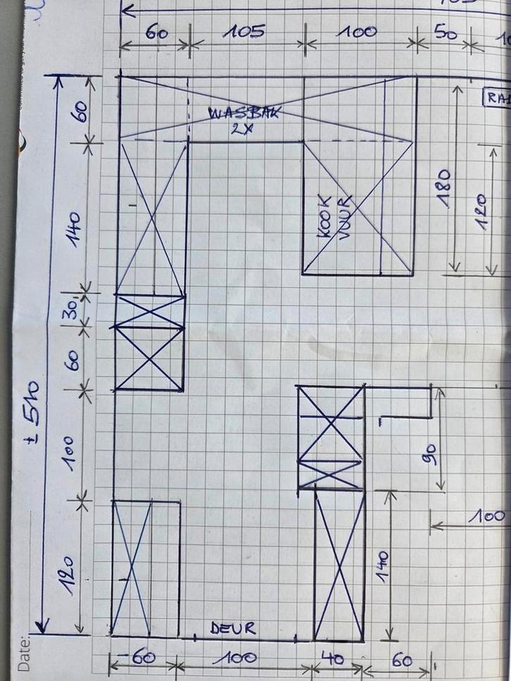 Prima keuken en toestellen, Maison & Meubles, Cuisine | Cuisines complètes, Utilisé, Cuisine en U, Brun, Granit ou Pierre, Enlèvement