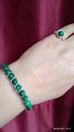 Ringset armband+ring met natuurlijk malachiet, Ophalen, Nieuw, Met edelsteen, Groen
