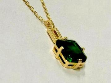 18k karaat goud gold-plated natuurlijk steen smaragd ketting beschikbaar voor biedingen
