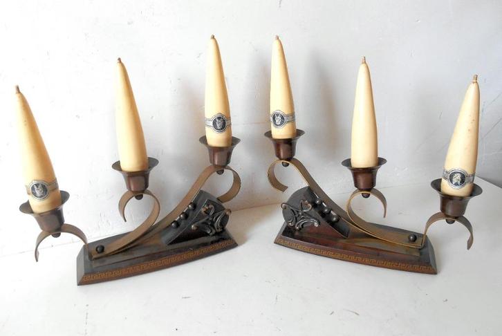 2 chandeliers Art Déco, Antiquités & Art, Antiquités | Bougeoirs, Enlèvement ou Envoi