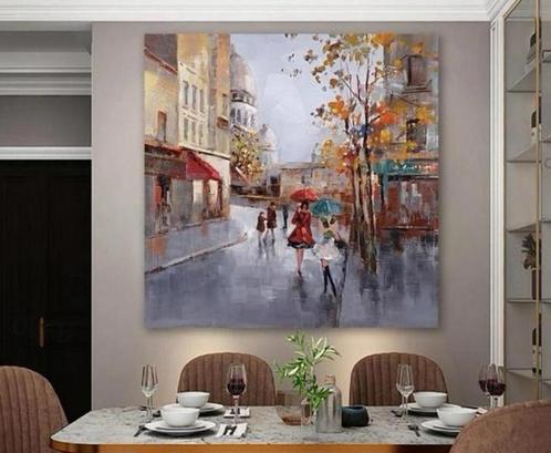 Handgeschilderd olieverf schilderij op canvas 60 x 60 cm, Antiek en Kunst, Kunst | Schilderijen | Modern, Ophalen of Verzenden