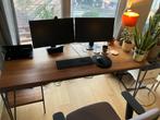 Bureau: driedelige set in massief hout en metalen frame, Ophalen, Nieuw, Bureau