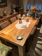 Volhouten tafel met 6 stoelen., Huis en Inrichting, Tafels | Eettafels, Ophalen, Zo goed als nieuw