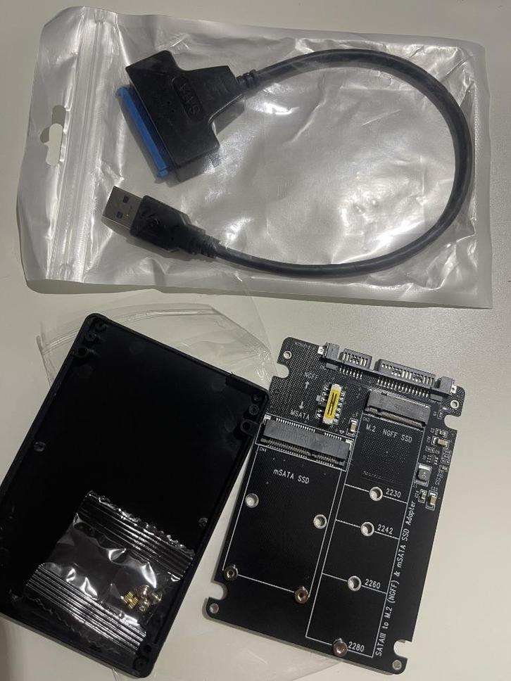 Adaptateur SSD M.2 / mSATA vers SATA avec boîtier, Computers en Software, Harde schijven, Nieuw, Desktop, Extern, SSD, SATA, Ophalen of Verzenden