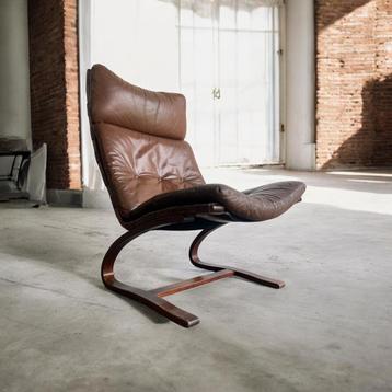 Chaise longue/fauteuil/siège simple en cuir vintage Rybo Ryk, Enlèvement ou Envoi