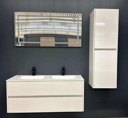 Meubles Salle de Bain 120CM Blanc Glossy ! PROMO EXPO ! -40%, Maison & Meubles, Salle de bain | Meubles de Salle de bain, Comme neuf