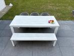 Tuintafel met stoelen en bank, Tuin en Terras, Ophalen, Gebruikt, Rechthoekig, Hout