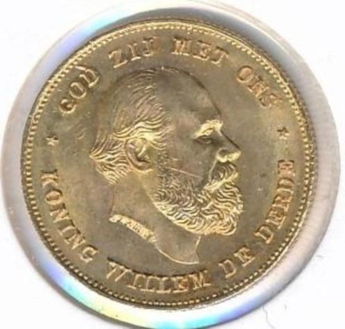 Nederland gouden tientje 1875 Willem 3 (met volle 7), Postzegels en Munten, Edelmetalen en Baren, Goud, Ophalen of Verzenden