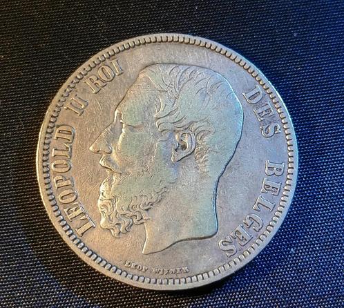 5 frank 1868 pos. B (zeldzamer) Leopold II, Postzegels en Munten, Munten | België, Losse munt, Zilver, Zilver, Verzenden