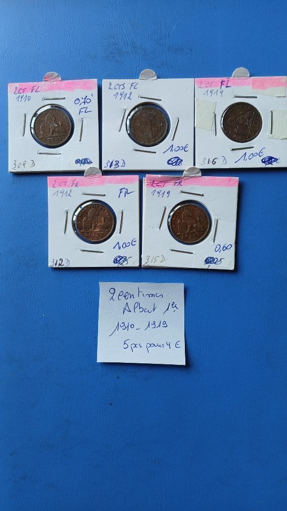 2 centimes Albert 1 Belgique 1910 - 1919, Postzegels en Munten, Munten | België, Losse munt, Overig, Ophalen of Verzenden
