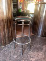 Ronde Barkrukken met Lederen Zitting – Te Bieden/ Round Bar, Huis en Inrichting, Barkrukken, Ophalen, Hout, 30 tot 60 cm, Gebruikt