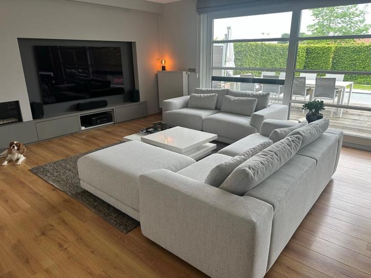 Salon OLTA (3.5zit + 3zit + pouf), Huis en Inrichting, Zetels | Complete zithoeken, Gebruikt, Stof, Ophalen