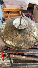 Lustre vintage metal martelé et verre, Enlèvement, Utilisé, Métal