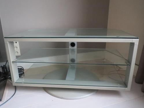 Meuble TV télé - en verre et métal - très bon état, Huis en Inrichting, Kasten |Televisiemeubels, Gebruikt, Minder dan 100 cm