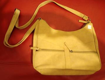 Lederen beige handtas met korte draagriem. beschikbaar voor biedingen