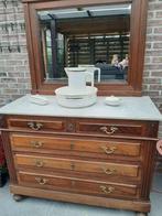 Antieke kast met spiegel,blad in marmer,perfecte staat, Ophalen