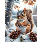 Diamond Painting Eekhoorn in de sneeuw 50x40cm (vierkant), Verzenden, Nieuw, Knutselwerk