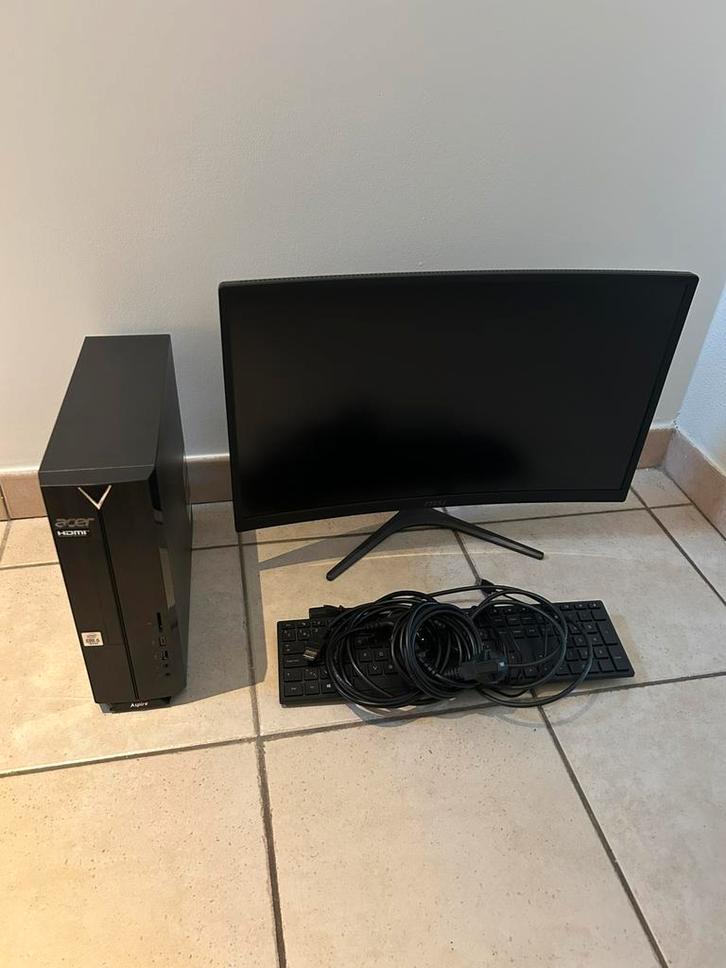 Acer desktop +Curved Monitor+Toetsenbord & HDMI, Computers en Software, Desktop Pc's, Zo goed als nieuw, SSD, 8 GB, Gaming, Ophalen