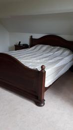 Eiken kwalitatief dubbel bed met 2 nachtkastjes, Huis en Inrichting, Slaapkamer | Bedden, Zo goed als nieuw, Ophalen