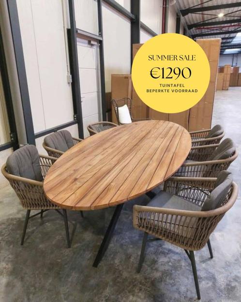 Ovaal tuintafel in teakhout, Tuin en Terras, Tuintafels, Nieuw, Ovaal, Teakhout, Ophalen