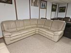 TAUPE LEDEREN HOEKSALON MET ELEKTISCHE RELAX, Ophalen, Gebruikt, Vierpersoons of meer, Leer