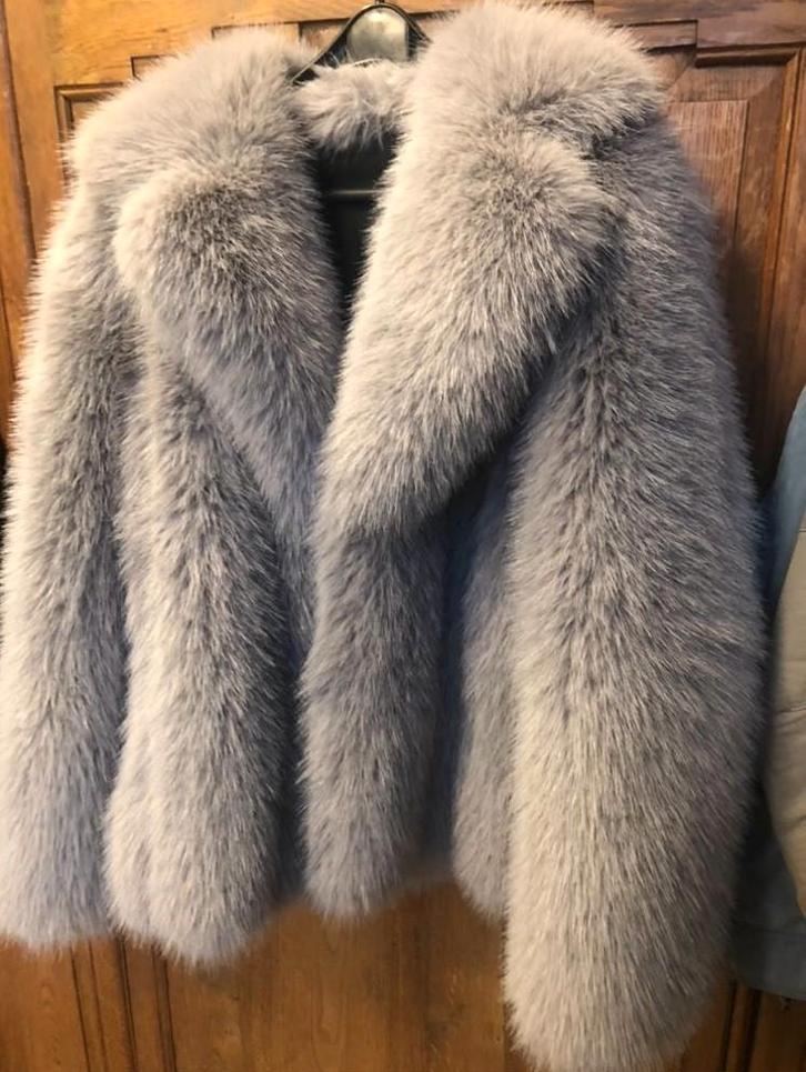 BONTJAS VAN ACRYL (grijze vos), Kleding | Dames, Jassen | Winter, Zo goed als nieuw, Maat 38/40 (M), Grijs, Verzenden