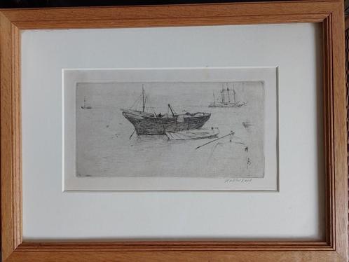 Walter Vaes  1882 - 1958  Ets   Boten op de Theems, Antiek en Kunst, Kunst | Etsen en Gravures, Verzenden
