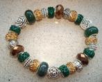 Elastische armband met 27 bedels, o.m. Indiaas agaat, Verzenden, Nieuw, Elastiek, Met edelsteen