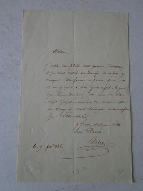 handgeschreven brief Jean-Baptiste Madou uit 1846, Antiek en Kunst, Kunst | Overige Kunst, Ophalen of Verzenden
