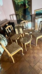 4 vintage stoelen met de hand geweven, Huis en Inrichting