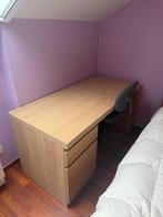 MALM Bureau, wit gelazuurd eikenfineer, 140x65 cm, Huis en Inrichting, Bureaus, Ophalen, Gebruikt, Bureau