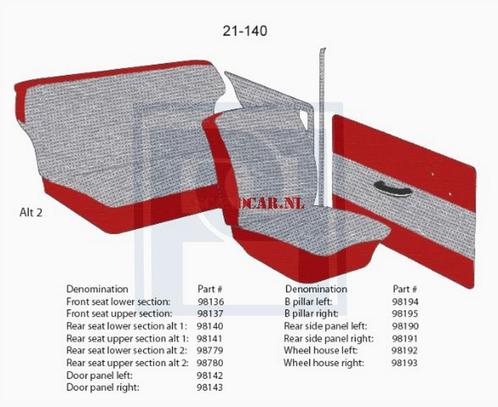 Bekleding PV544 achterbank hoes zitting grijs-rood 1958 21-1, Auto-onderdelen, Interieur en Bekleding, Nieuw, Ophalen of Verzenden