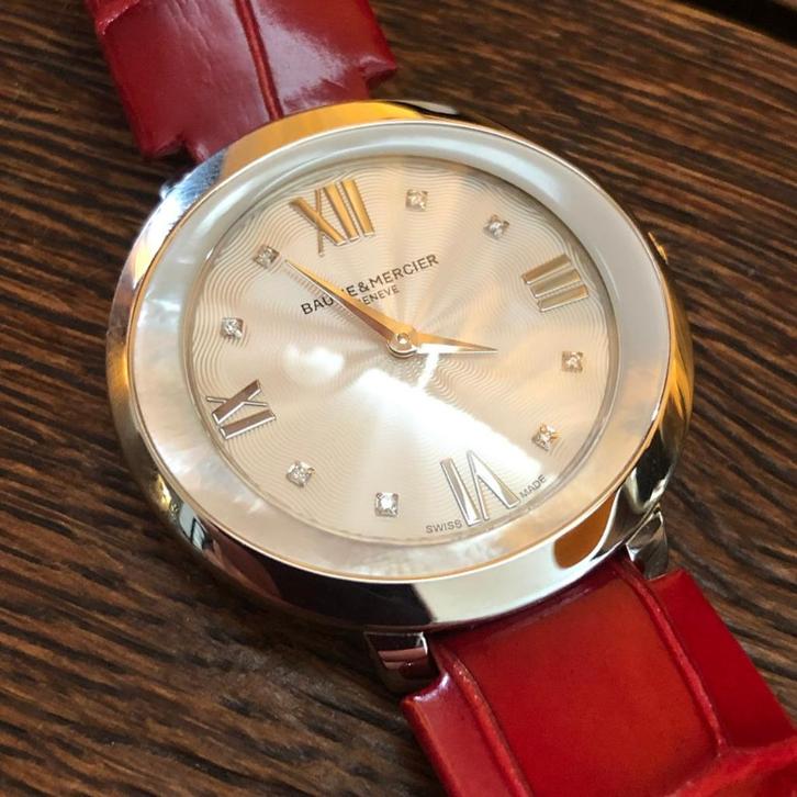 NIEUW BAUME et MERCIER DAMES HORLOGE PROMESSE DIAMOND rood, Handtassen en Accessoires, Overige Accessoires, Nieuw, Ophalen of Verzenden