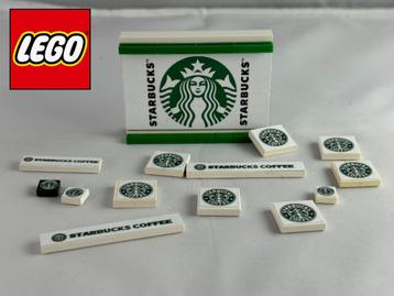 Lego blokken met Starbucks logo's - echte stickers