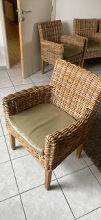 4 rotan stoelen met kussens – zeer goede staat – setprijs, Tuin en Terras, Tuinstoelen, Ophalen, Zo goed als nieuw, Rotan