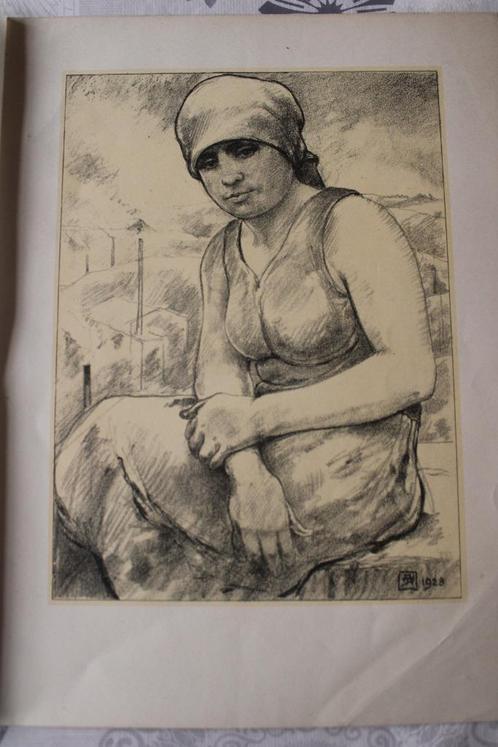 Lithographie - ARMAND RASSENFOSSE - HIERCHEUSE ASSISE - 1928, Antiquités & Art, Art | Lithographies & Sérigraphies, Enlèvement ou Envoi