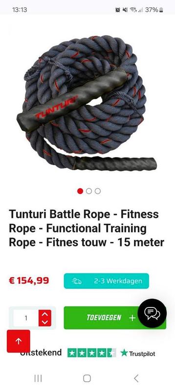 Battle rope TUNTURI 15m  beschikbaar voor biedingen