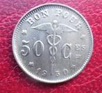 1930 Bon pour 50 centimes, Postzegels en Munten, Munten | België, Metaal, Losse munt, Verzenden