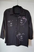 Chemisier avec motifs visages, taille S, Enlèvement, Comme neuf, Taille 36 (S), Noir
