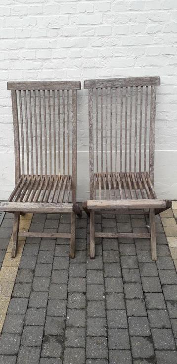 2 chaises de jardin en teck, pliables 