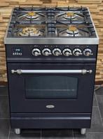 🔥 Poêle Boretti de luxe 60 cm anthracite + FOUR À GAZ en ac, Electroménager, Cuisinières, Comme neuf, 4 zones de cuisson, Classe énergétique A ou plus économe