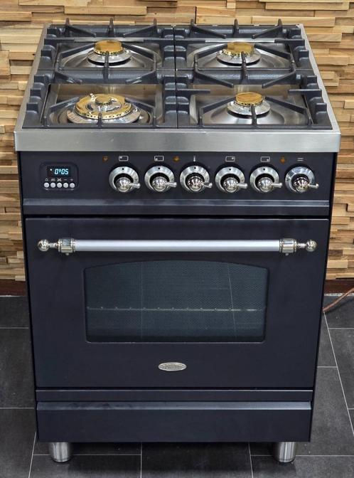 🔥 Poêle Boretti de luxe 60 cm anthracite + FOUR À GAZ en ac, Electroménager, Cuisinières, Comme neuf, Autoportant, 4 zones de cuisson